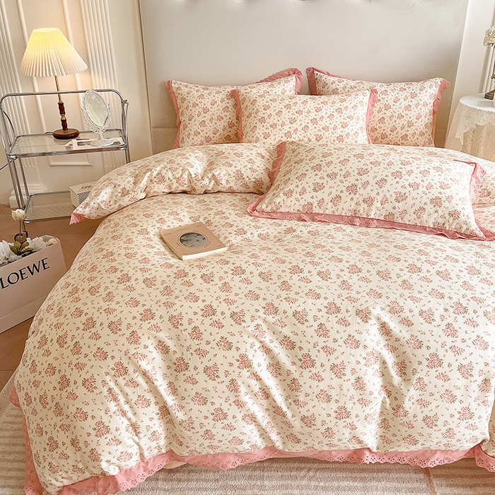 91家纺网 家纺一手货源 找家纺 蓝邻家纺2023新款复古小清晰花边四件套系列第二批 月光集