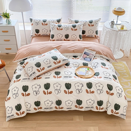 91家纺网 家纺一手货源 找家纺 宇彬家纺 2024新款13372全棉印花四件套和单被套 奈雪