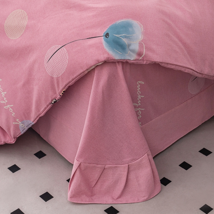 91家纺网 家纺一手货源 找家纺 喜四方 2024新款全棉磨毛全棉印花四件套 白月光-粉