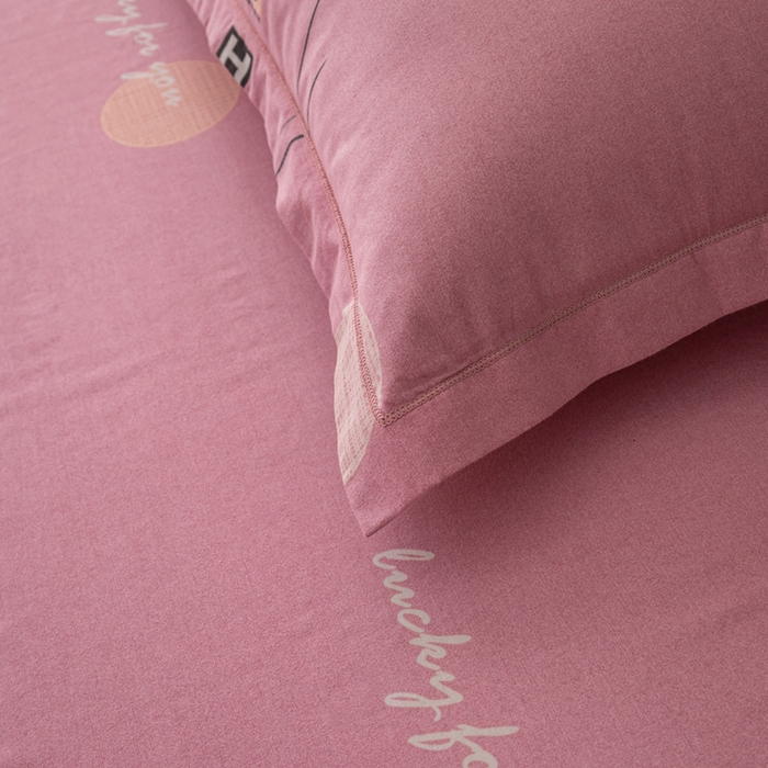 91家纺网 家纺一手货源 找家纺 喜四方 2024新款全棉磨毛全棉印花四件套 白月光-粉