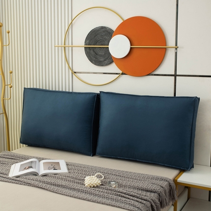 91家纺网 家纺一手货源 找家纺 美达人 2023新款大面包款科技布床头靠背 琉璃蓝