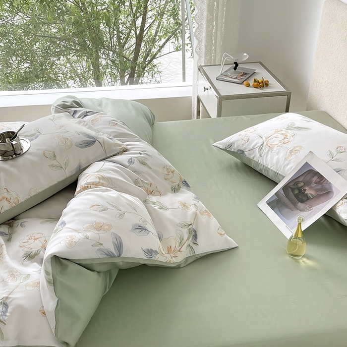 91家纺网 家纺一手货源 找家纺 千朵 2023新款莱赛尔纤维冰激凌系列四件套（三） 花沫