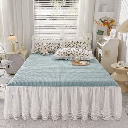 宜凡家纺2023新款A类全棉夹棉床裙三件套 香草集