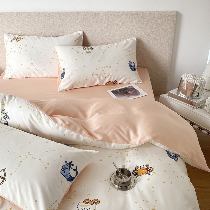 91家纺网 家纺一手货源 找家纺 千朵 2023新款莱赛尔纤维冰激凌系列四件套（三） 星座