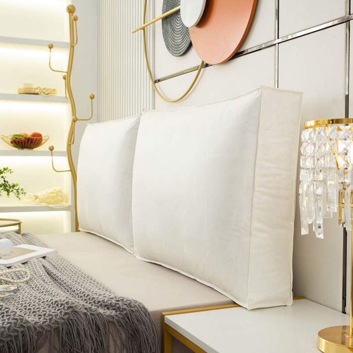 91家纺网 家纺一手货源 找家纺 美达人 2023新款大面包款科技布床头靠背 荼白