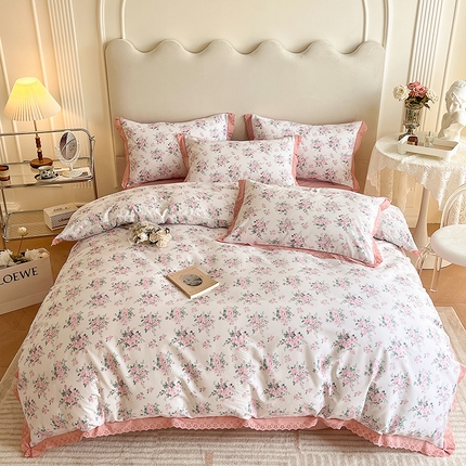 91家纺网 家纺一手货源 找家纺 （总）蓝邻家纺2023新款复古小清晰花边四件套系列第二批