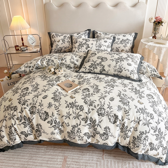 91家纺网 家纺一手货源 找家纺 （总）蓝邻家纺2023新款复古小清晰花边四件套系列第二批