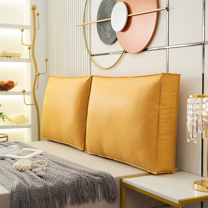 91家纺网 家纺一手货源 找家纺 美达人 2023新款大面包款科技布床头靠背 亮橙色