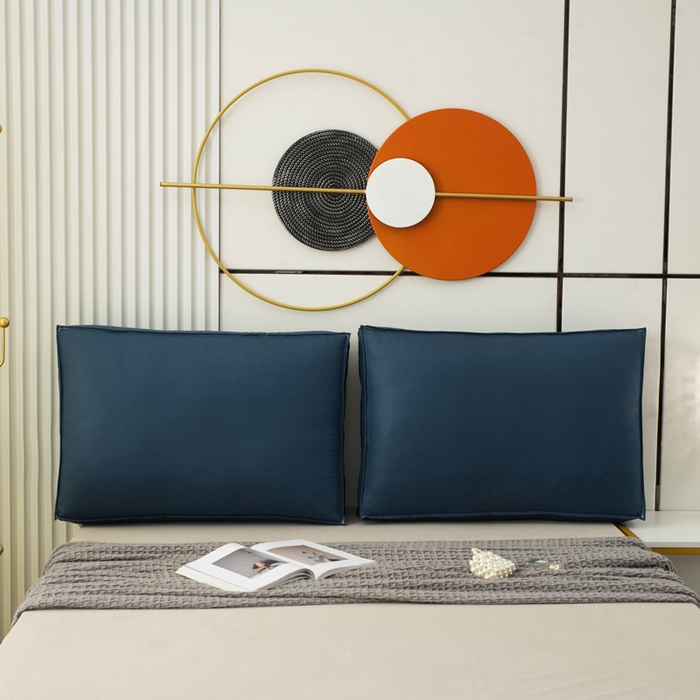 91家纺网 家纺一手货源 找家纺 美达人 2023新款大面包款科技布床头靠背 琉璃蓝
