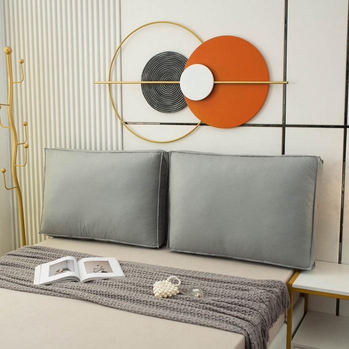 91家纺网 家纺一手货源 找家纺 美达人 2023新款大面包款科技布床头靠背 葭灰