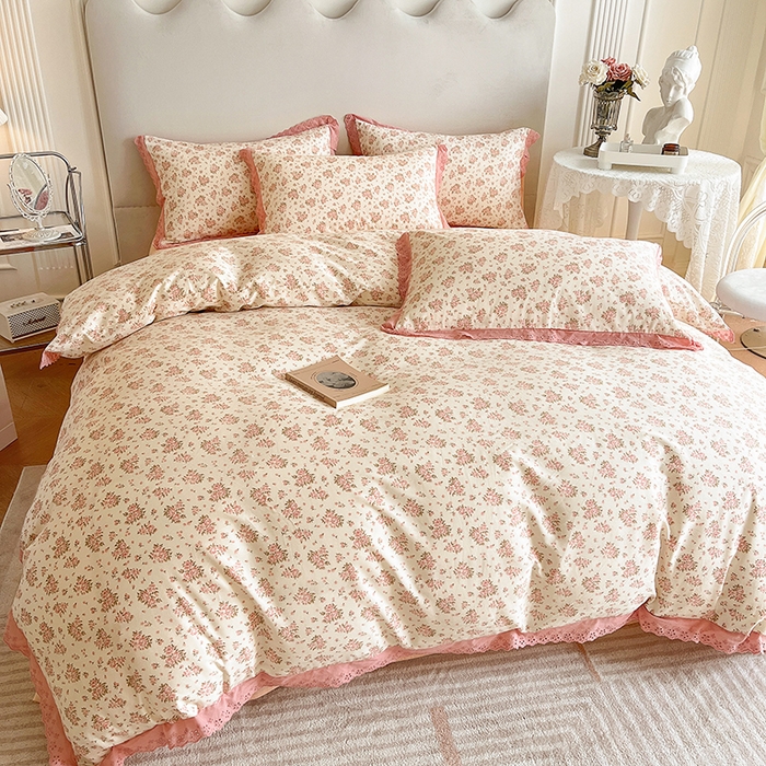 91家纺网 家纺一手货源 找家纺 蓝邻家纺2023新款复古小清晰花边四件套系列第二批 月光集