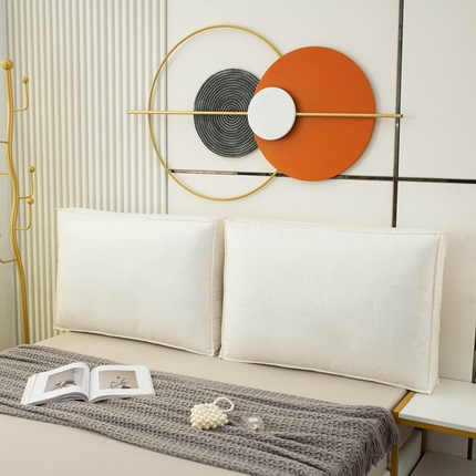 91家纺网 家纺一手货源 找家纺 美达人 2023新款大面包款科技布床头靠背 荼白