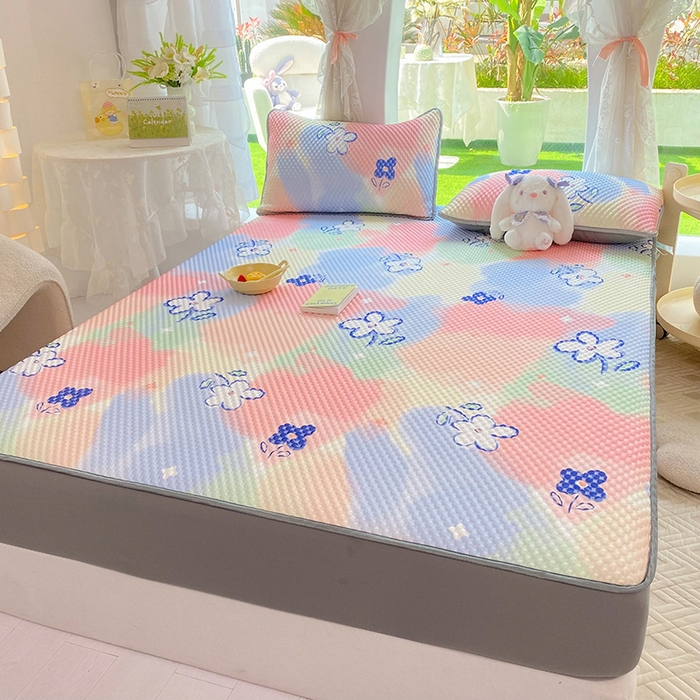 91家纺网 家纺一手货源 找家纺 云家 2023新款3D冰豆豆凉席三件套床笠款席子凉席空调席软席 炫彩