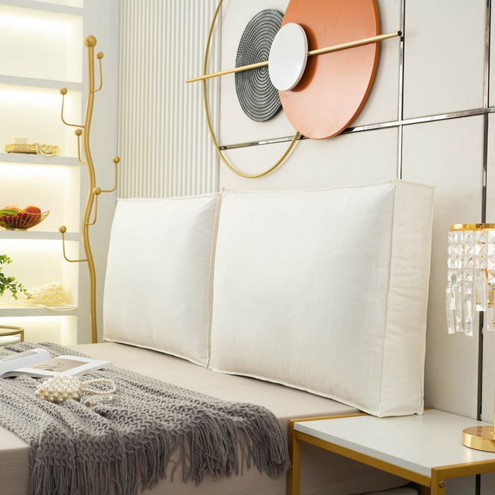 91家纺网 家纺一手货源 找家纺 美达人 2023新款大面包款科技布床头靠背 荼白