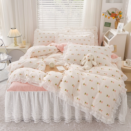 91家纺网 家纺一手货源 找家纺 （总）宜凡家纺 2023新款A类全棉夹棉床裙四件套