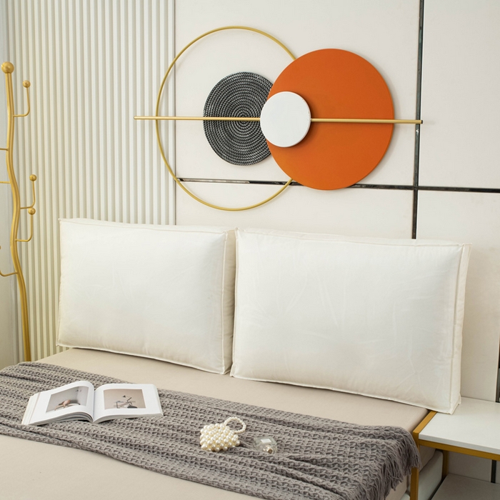 91家纺网 家纺一手货源 找家纺 美达人 2023新款大面包款科技布床头靠背 荼白