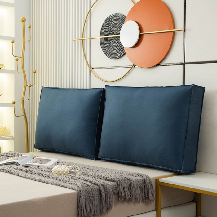 91家纺网 家纺一手货源 找家纺 美达人 2023新款大面包款科技布床头靠背 琉璃蓝