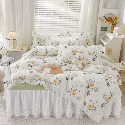 91家纺网 家纺一手货源 找家纺 （总）宜凡家纺 2023新款A类全棉夹棉床裙四件套