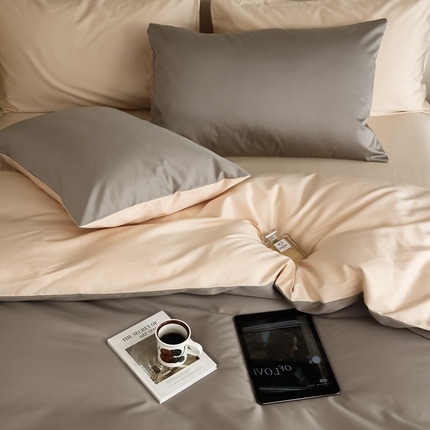 寐眠 2023新款100支纯棉套件单枕套 太空灰香草米