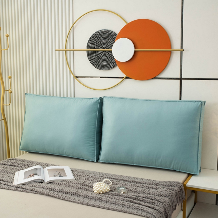 91家纺网 家纺一手货源 找家纺 美达人 2023新款大面包款科技布床头靠背 翠绿