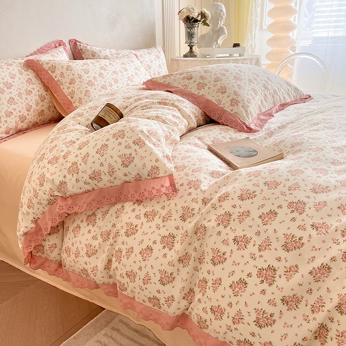 91家纺网 家纺一手货源 找家纺 蓝邻家纺2023新款复古小清晰花边四件套系列第二批 月光集