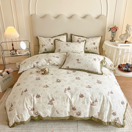 91家纺网 家纺一手货源 找家纺 （总）蓝邻家纺2023新款复古小清晰花边四件套系列第二批