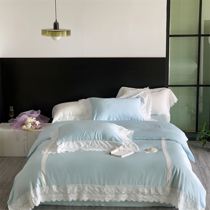 馨蕊家居 2023新款80支兰精天丝四件套-天丝卡曼丝 风格二 卡曼丝-北卡蓝