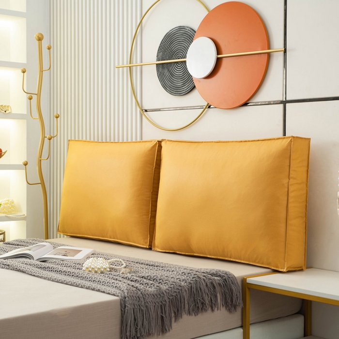 91家纺网 家纺一手货源 找家纺 美达人 2023新款大面包款科技布床头靠背 亮橙色