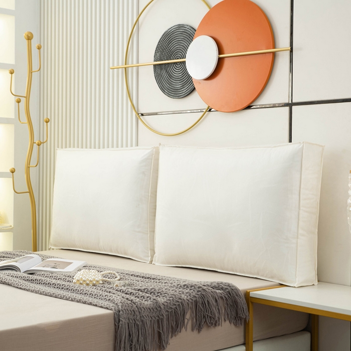 91家纺网 家纺一手货源 找家纺 美达人 2023新款大面包款科技布床头靠背 荼白