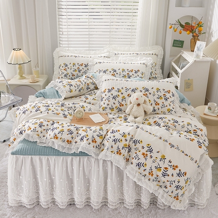 91家纺网 家纺一手货源 找家纺 （总）宜凡家纺 2023新款A类全棉夹棉床裙四件套