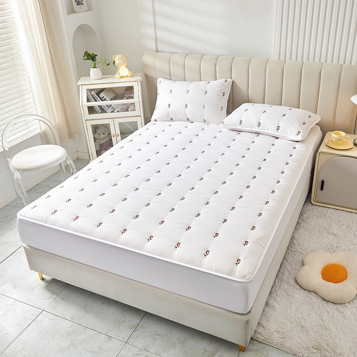 91家纺网 家纺一手货源 找家纺 （总）纤雅床笠 2024新款直播玫瑰刺绣A类舒柔棉大豆夹棉床笠