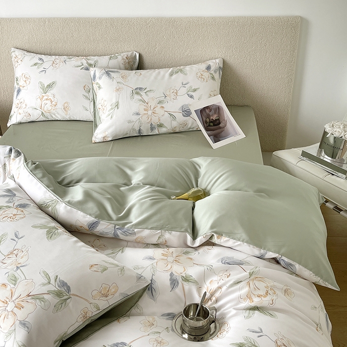 91家纺网 家纺一手货源 找家纺 千朵 2023新款莱赛尔纤维冰激凌系列四件套（三） 花沫