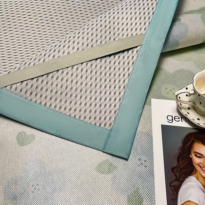 91家纺网 家纺一手货源 找家纺 慕尚家纺 2025新款简约数码印花冰藤席平铺+床笠款 清新花-平铺