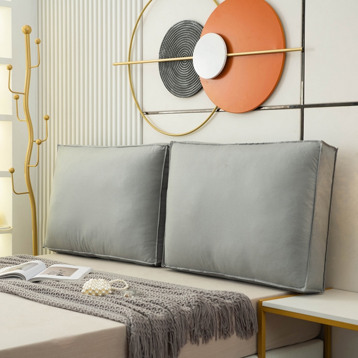 91家纺网 家纺一手货源 找家纺 美达人 2023新款大面包款科技布床头靠背 葭灰