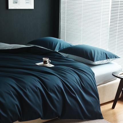 寐眠 2023新款100支纯棉套件单枕套 爵士蓝月光蓝