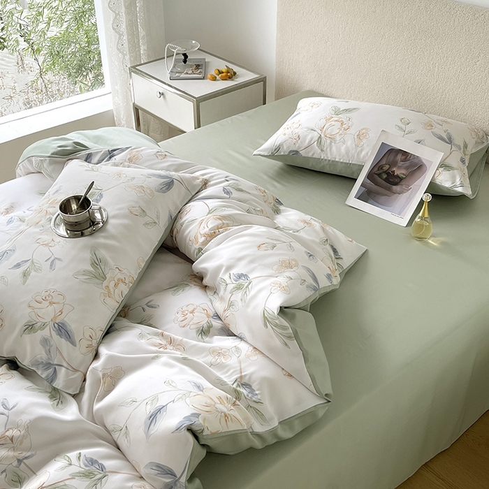 91家纺网 家纺一手货源 找家纺 千朵 2023新款莱赛尔纤维冰激凌系列四件套（三） 花沫