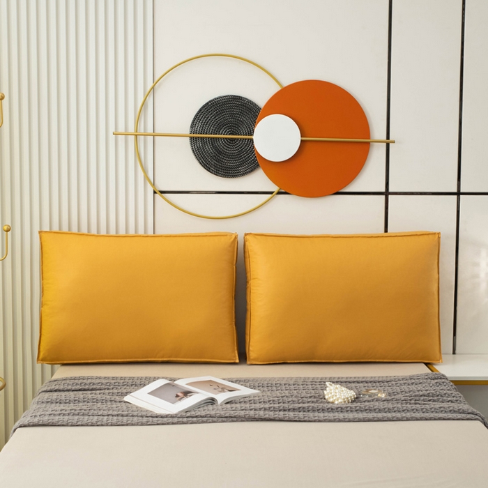 91家纺网 家纺一手货源 找家纺 美达人 2023新款大面包款科技布床头靠背 亮橙色