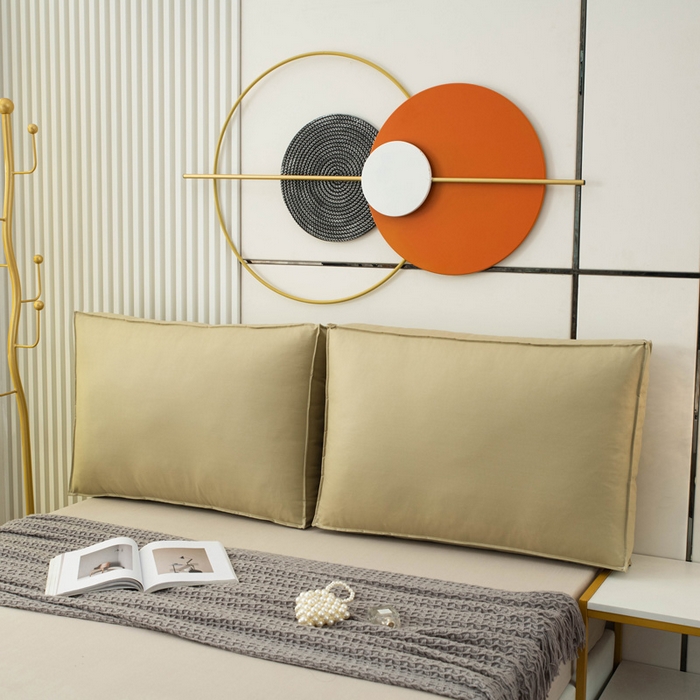 91家纺网 家纺一手货源 找家纺 美达人 2023新款大面包款科技布床头靠背 棕茶色