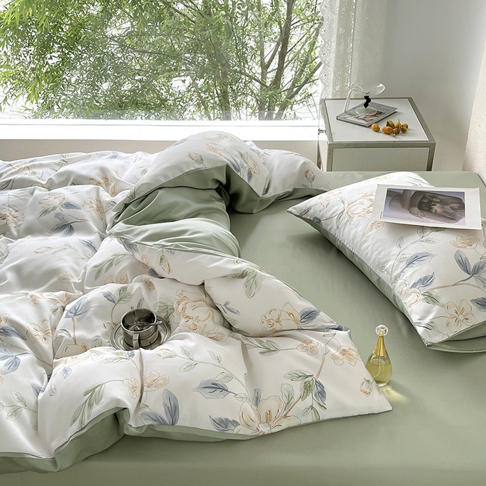 91家纺网 家纺一手货源 找家纺 千朵 2023新款莱赛尔纤维冰激凌系列四件套（三） 花沫