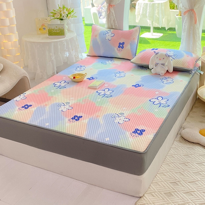 91家纺网 家纺一手货源 找家纺 云家 2023新款3D冰豆豆凉席三件套床笠款席子凉席空调席软席 炫彩