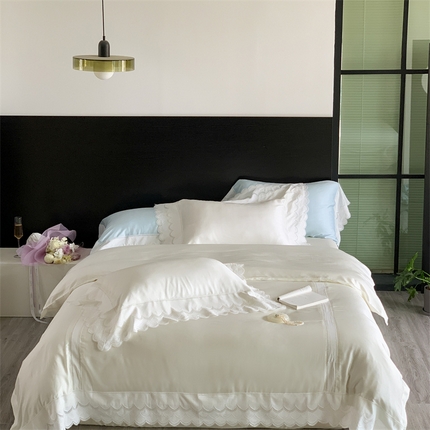 馨蕊家居 2023新款80支兰精天丝四件套-天丝卡曼丝 风格二 卡曼丝-元气白桃