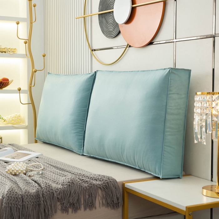 91家纺网 家纺一手货源 找家纺 美达人 2023新款大面包款科技布床头靠背 翠绿