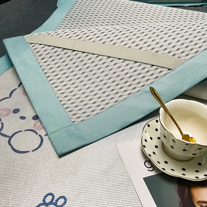 91家纺网 家纺一手货源 找家纺 慕尚家纺 2025新款简约数码印花冰藤席平铺+床笠款 欢乐兔-平铺