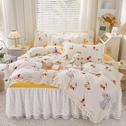 91家纺网 家纺一手货源 找家纺 （总）宜凡家纺 2023新款A类全棉夹棉床裙四件套