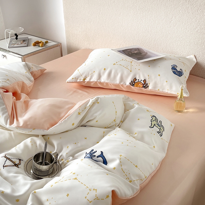 91家纺网 家纺一手货源 找家纺 千朵 2023新款莱赛尔纤维冰激凌系列四件套（三） 星座