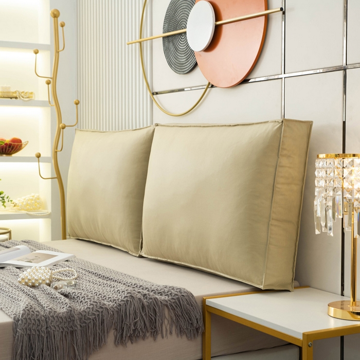 91家纺网 家纺一手货源 找家纺 美达人 2023新款大面包款科技布床头靠背 棕茶色