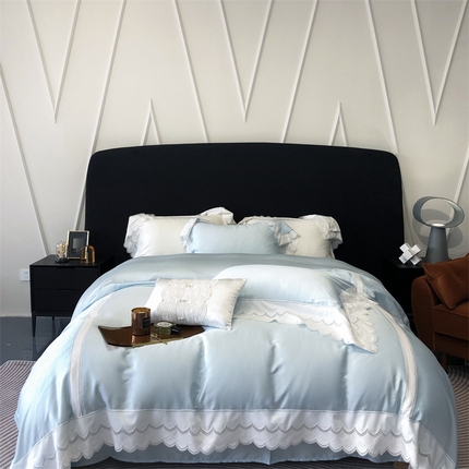 馨蕊家居 2023新款80支兰精天丝四件套-天丝卡曼丝 风格一 卡曼丝-北卡蓝