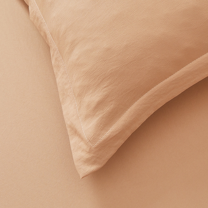 91家纺网 家纺一手货源 找家纺 梦舒羽 2025新款水洗棉麻单人宿舍亲肤枕套 香槟色