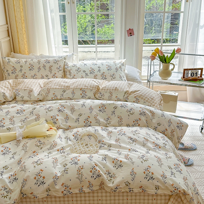 91家纺网 家纺一手货源 找家纺 清雅福 2023新款春夏13372小清新系列床上四件套 清香花蔓