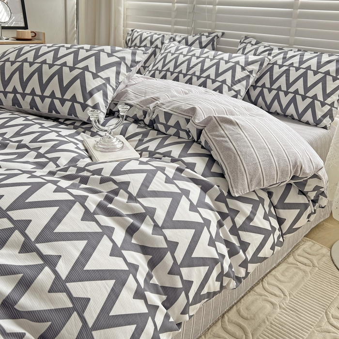 91家纺网 家纺一手货源 找家纺 梦家居 2023春季新品小清新系列3-全棉单被套 格拉